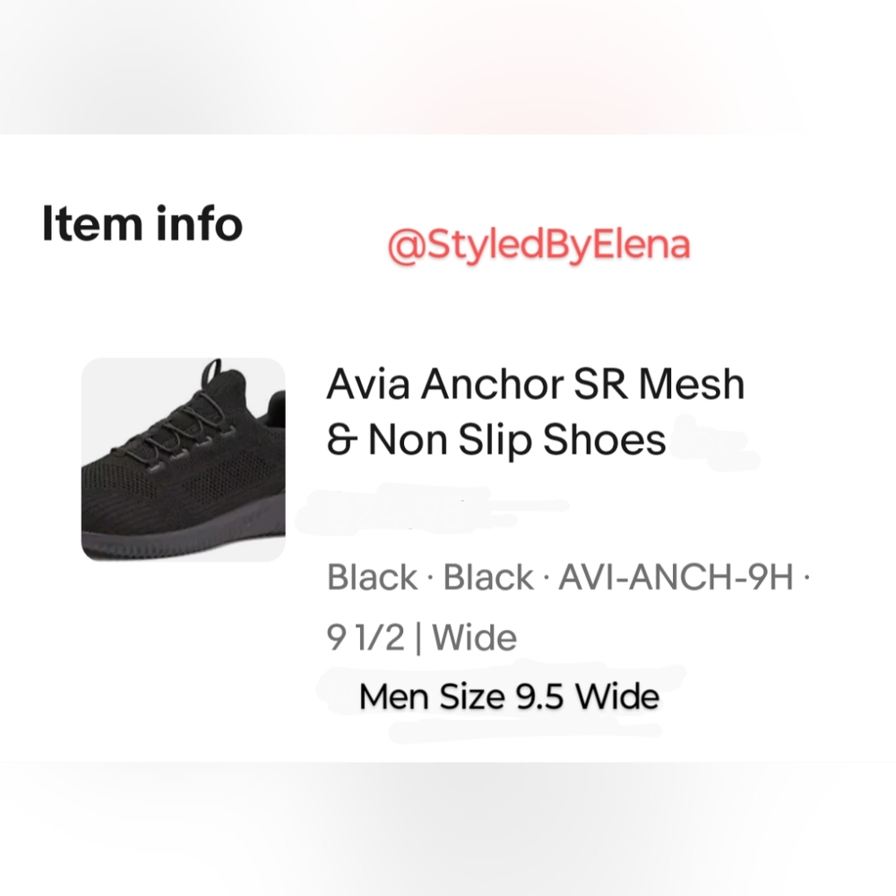 Avia Slip-Resistant Black Sneakers